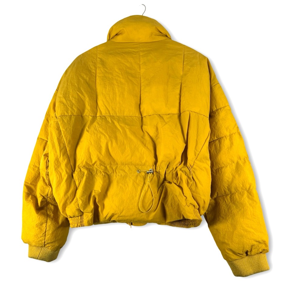 Free People Womens Yellow Slouchy Cropped Puffer Jacket Sz S Small - Picture 2 of 5